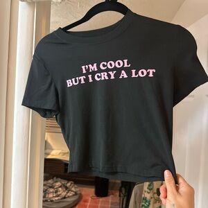 Source Unknown Black Tee with Pink Text
